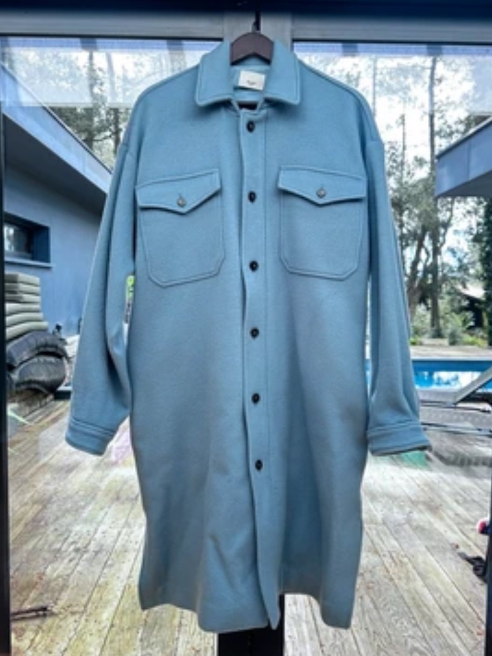 Frankie Shop Blue Gray Wool Utility Styled Coat - Picture 2 of 11